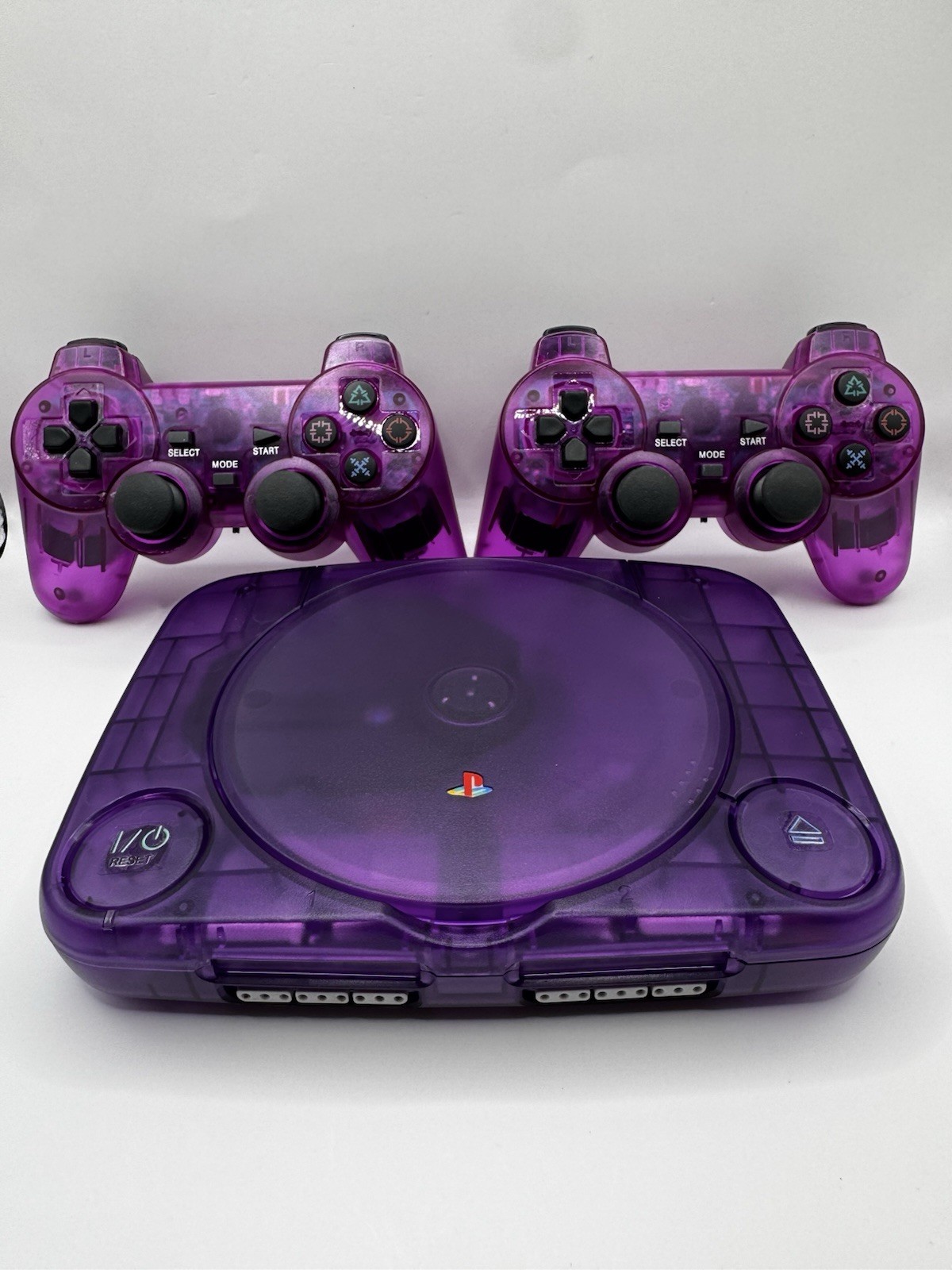 Sony Playstation 1 PS1 Slim Console Transparent Purple W/ Power & AV Cable