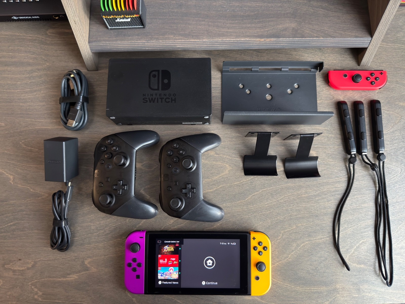 Nintendo Switch Console with Yellow and Purple Joy-Con and accessories BUNDLE