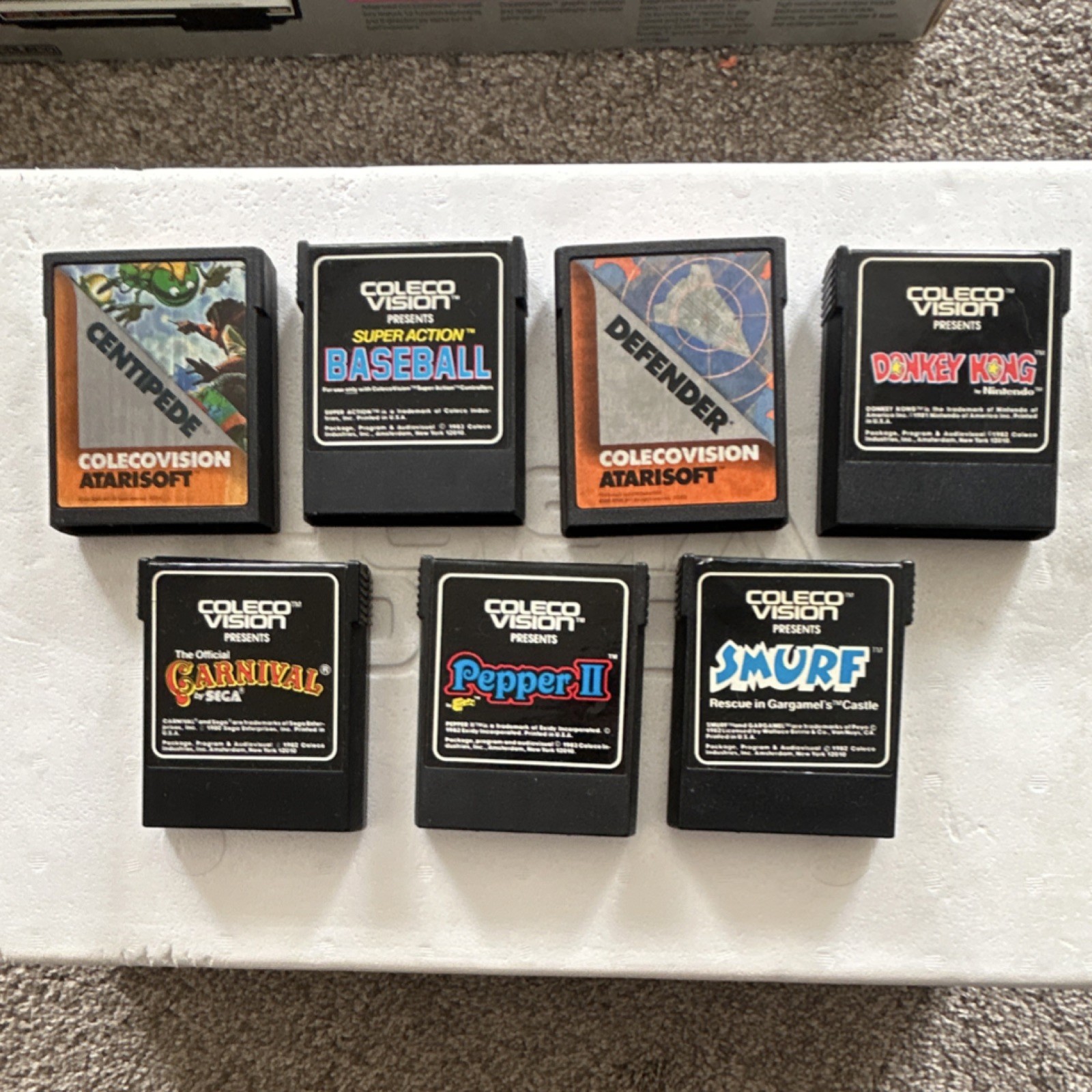 Coleco ColecoVision Console 2400 w/ Box, Power Adapter & 7 Game Cartridges