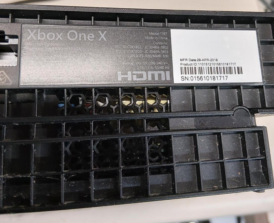 Xbox One X Model 1787 1TB Console Only – Tested For Power Only/Parts or Repair