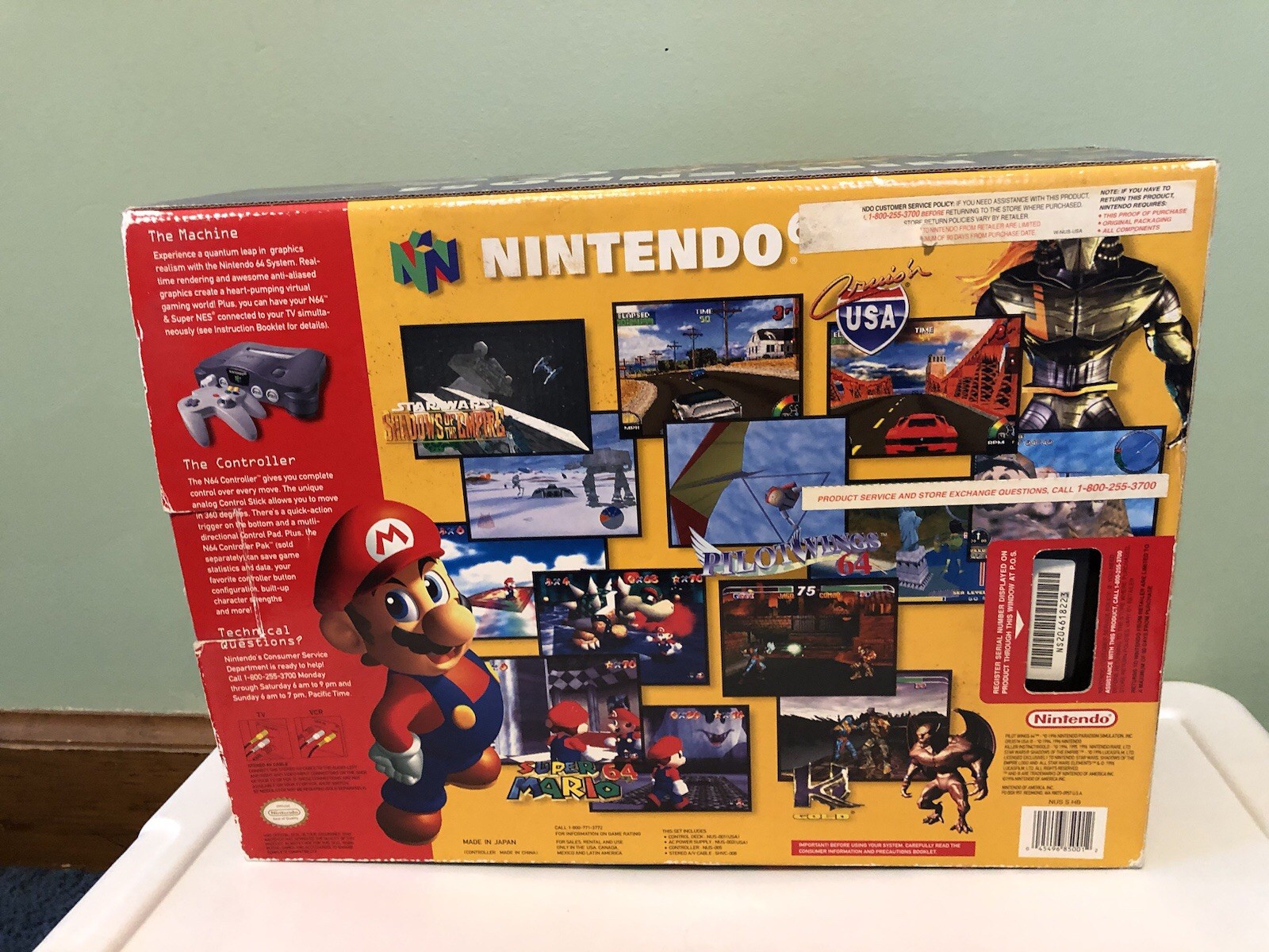 Nintendo 64 Console With Box N64 Controller/Expansion & Rumble Pack/Games