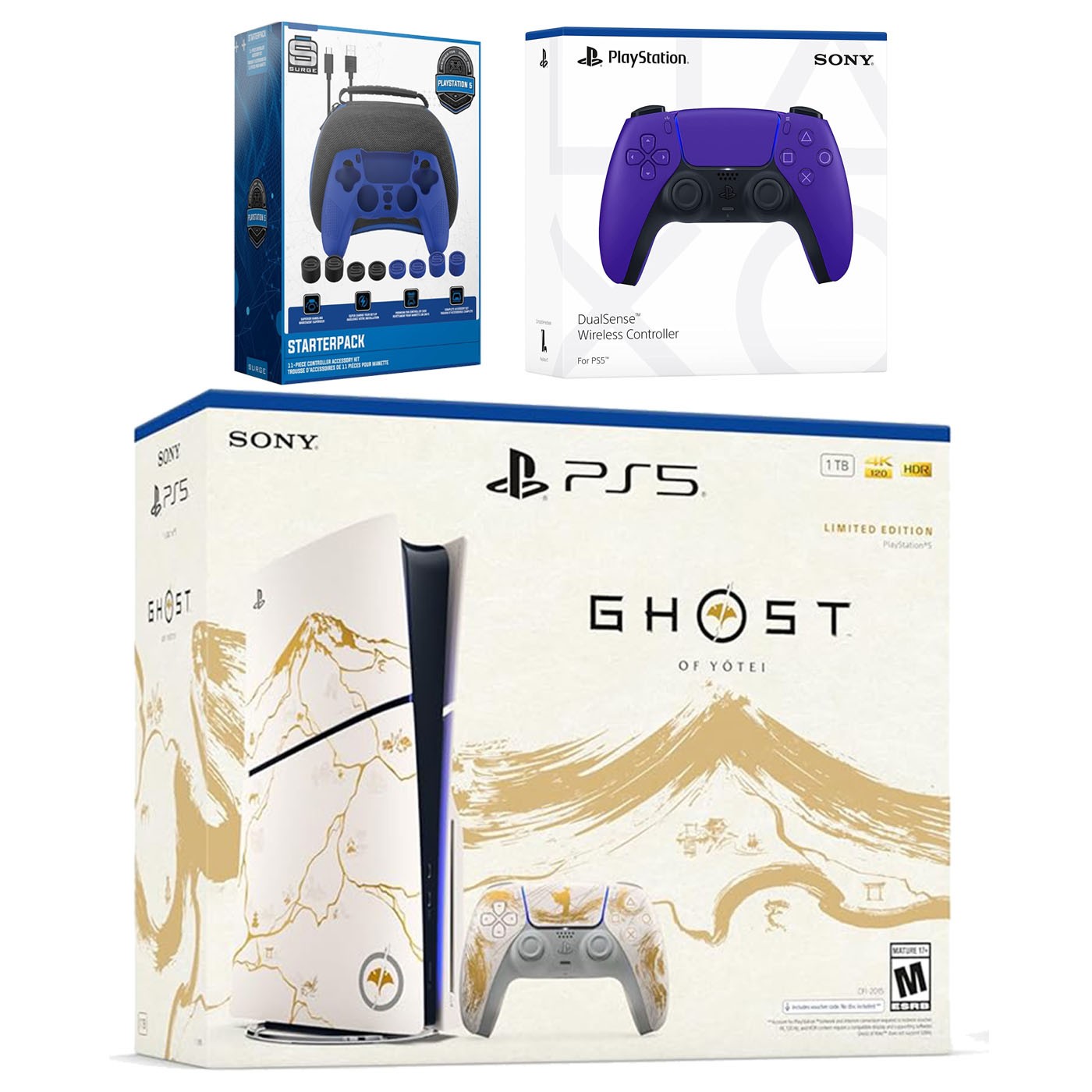 Sony PS5 Ghost of Yotei Disc + Extra Controller + Accessory Kit – Purple
