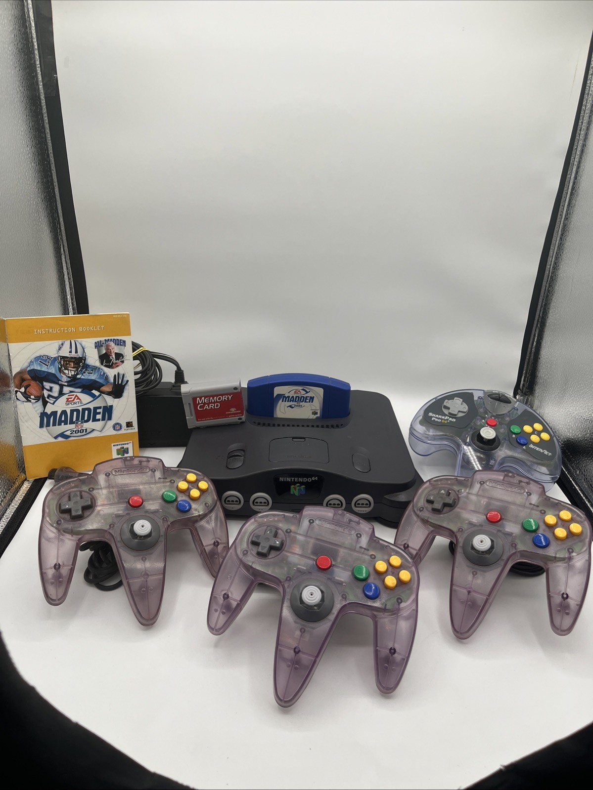 Nintendo 64 Console Atomic Purple Controller Bundle w/ Game & 4 🎮 *Tested*