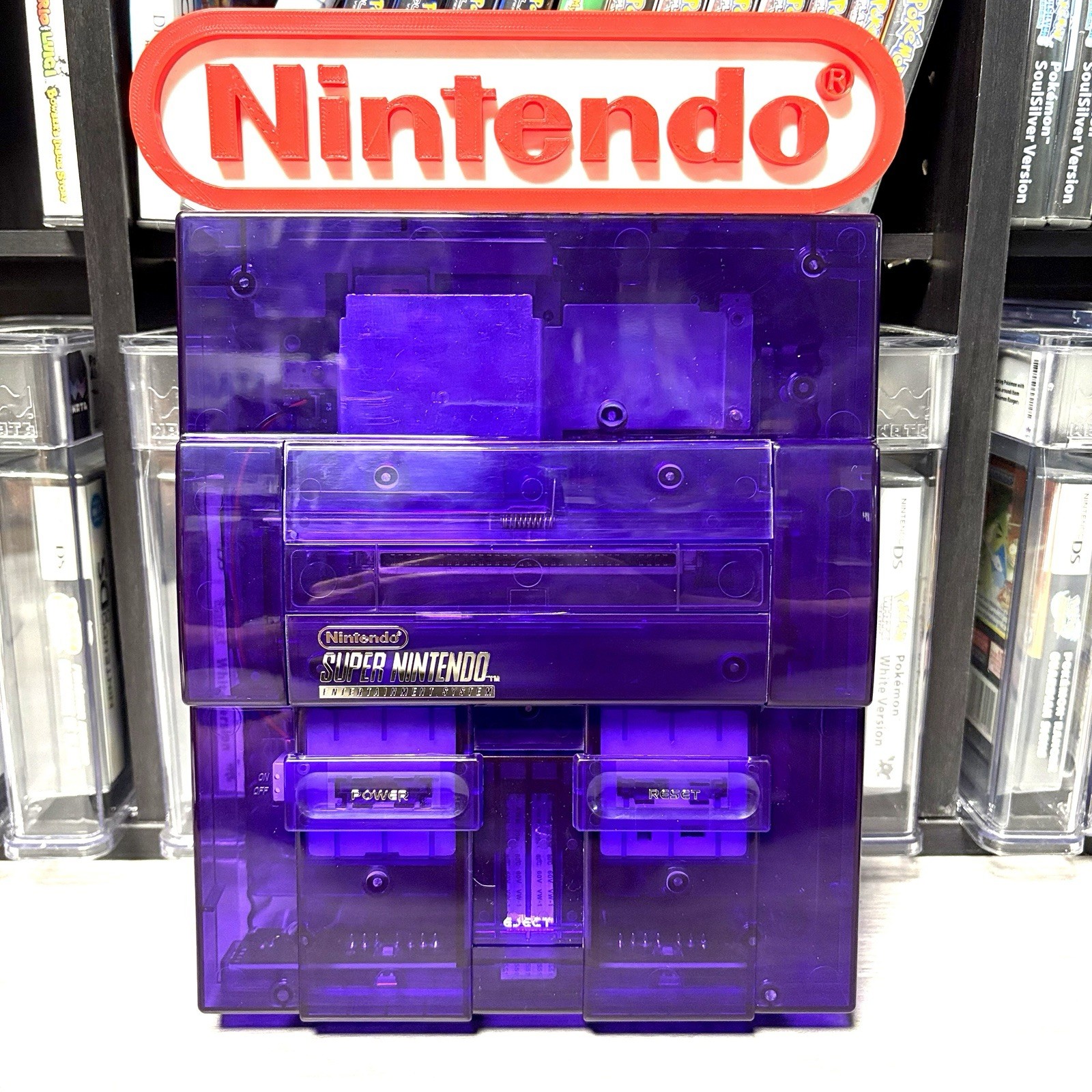 Custom Transparent Purple Super Nintendo SNES Game Console SNS-001