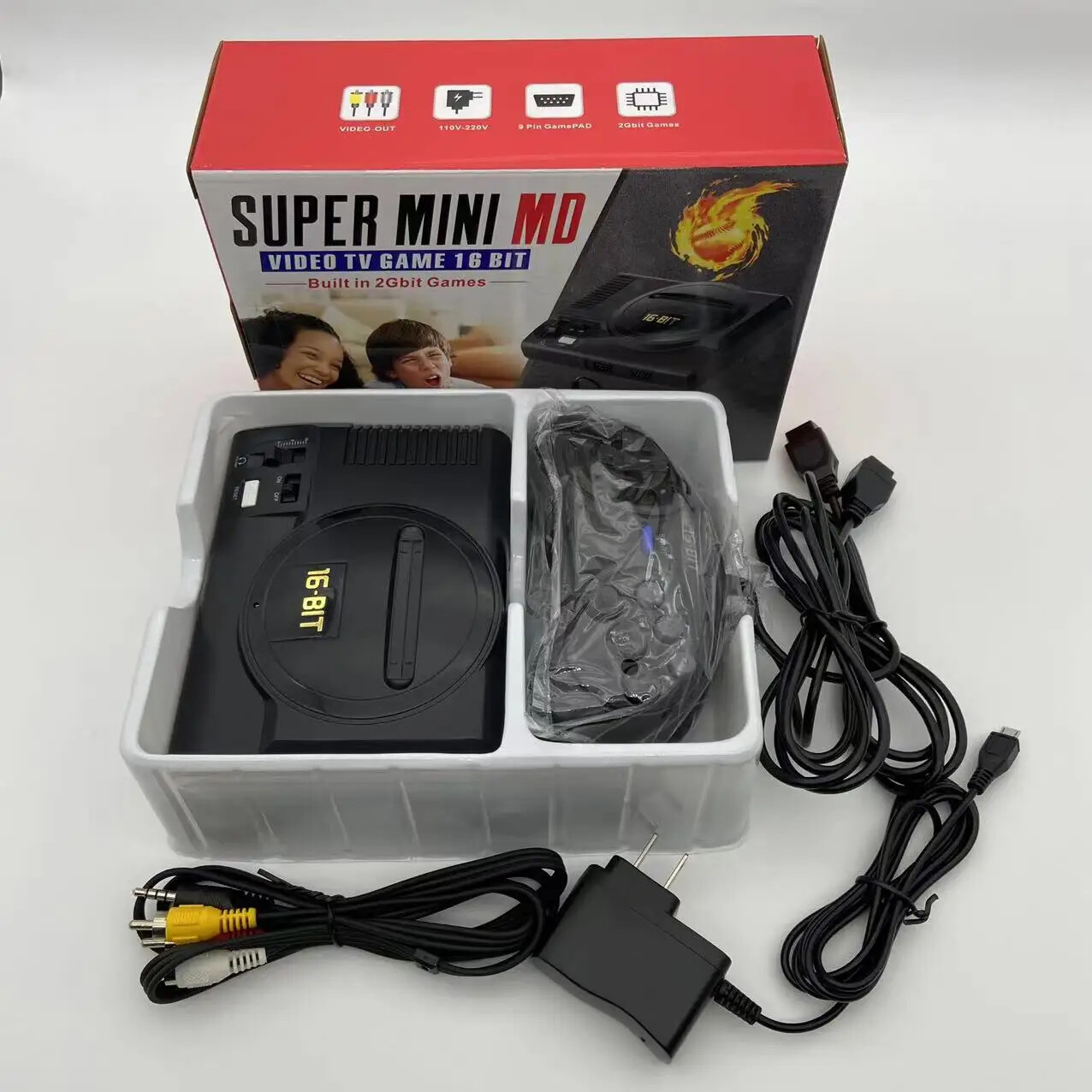 MD Console 208 games, 16 Bit Games two-player retro home TV console