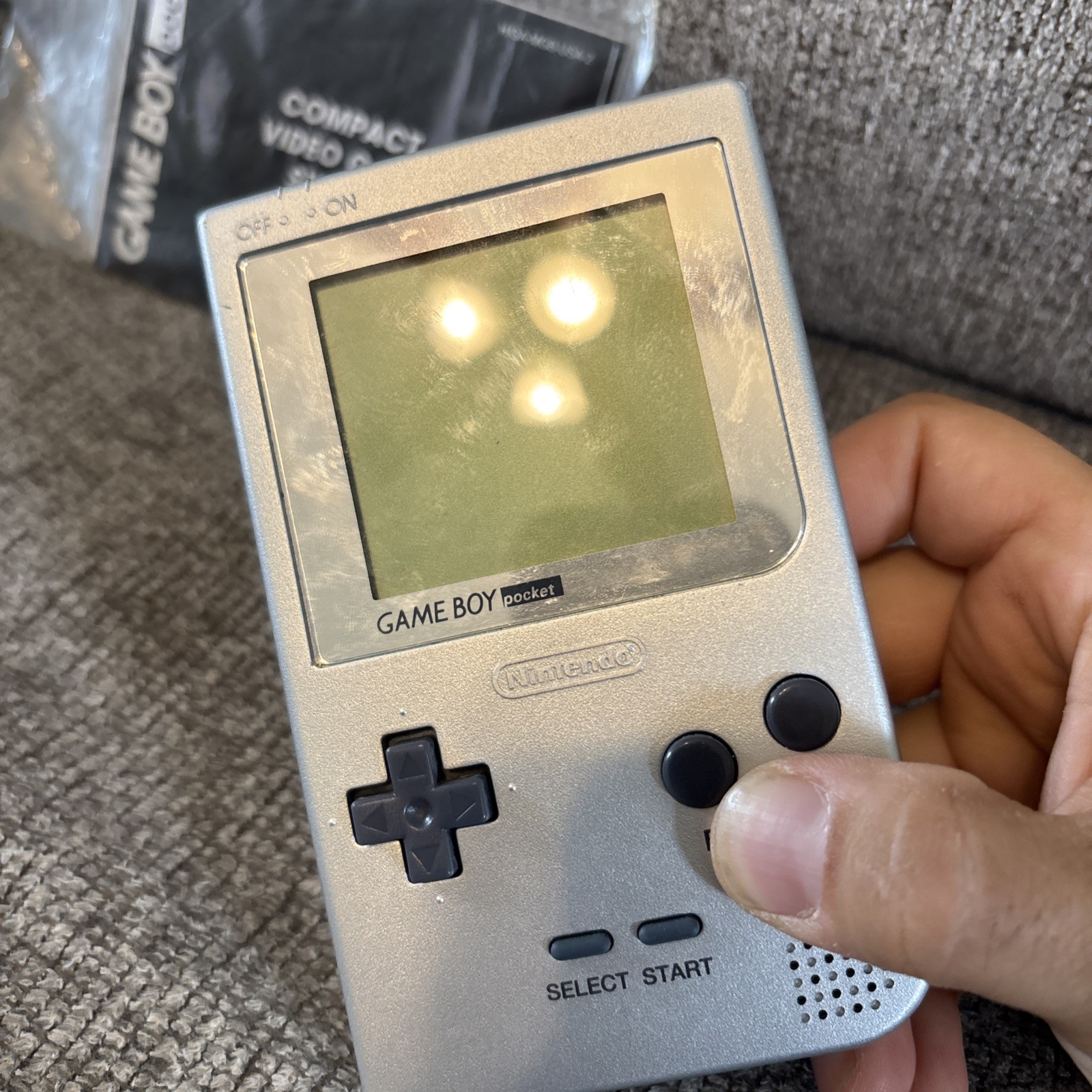 Nintendo Game Boy Pocket MGB-001 Silver Portable Handheld Console Works W/ Game