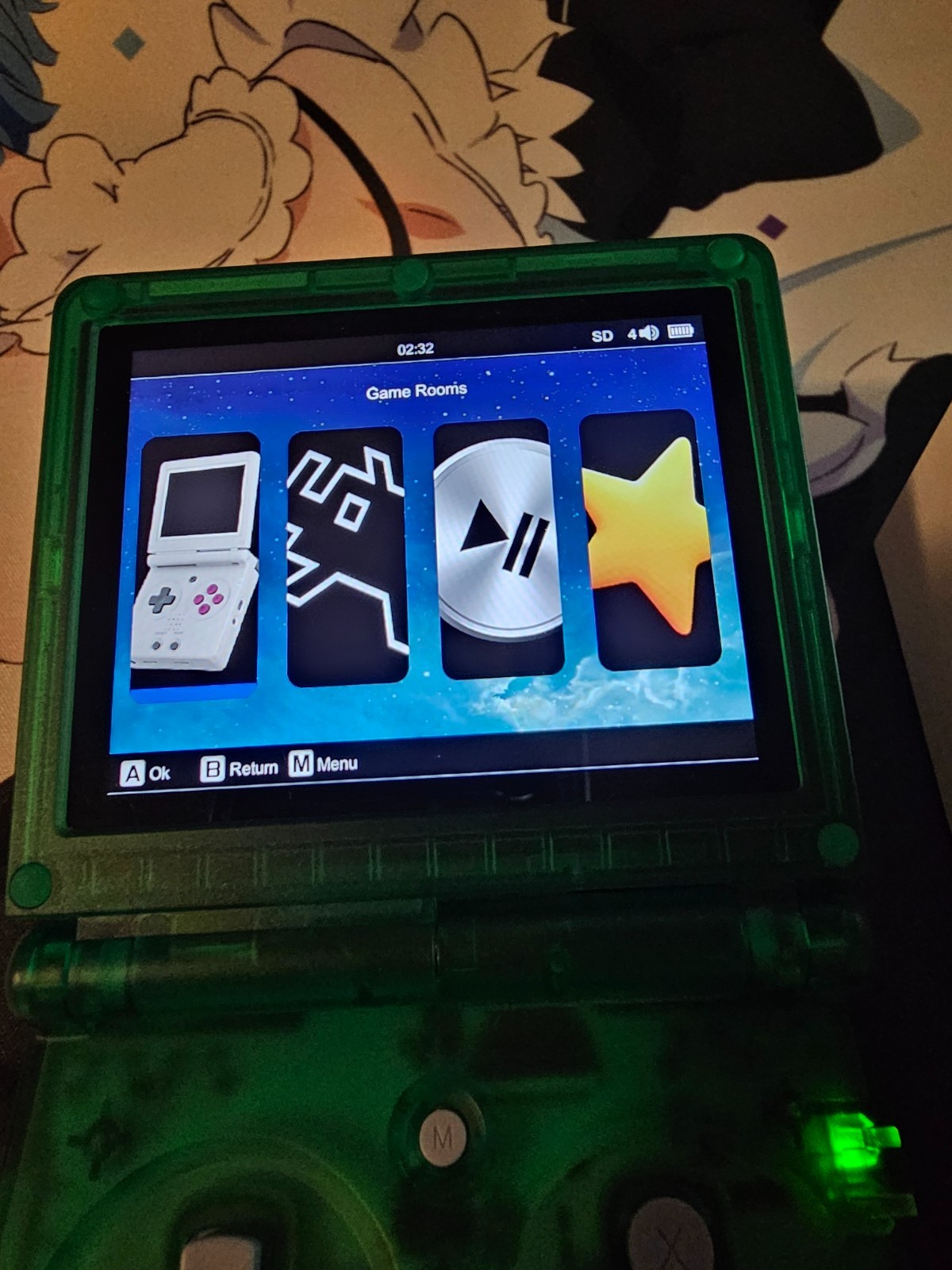 Anbernic game console RG35XXSP Flip, W/128GB samsung, No Charger
