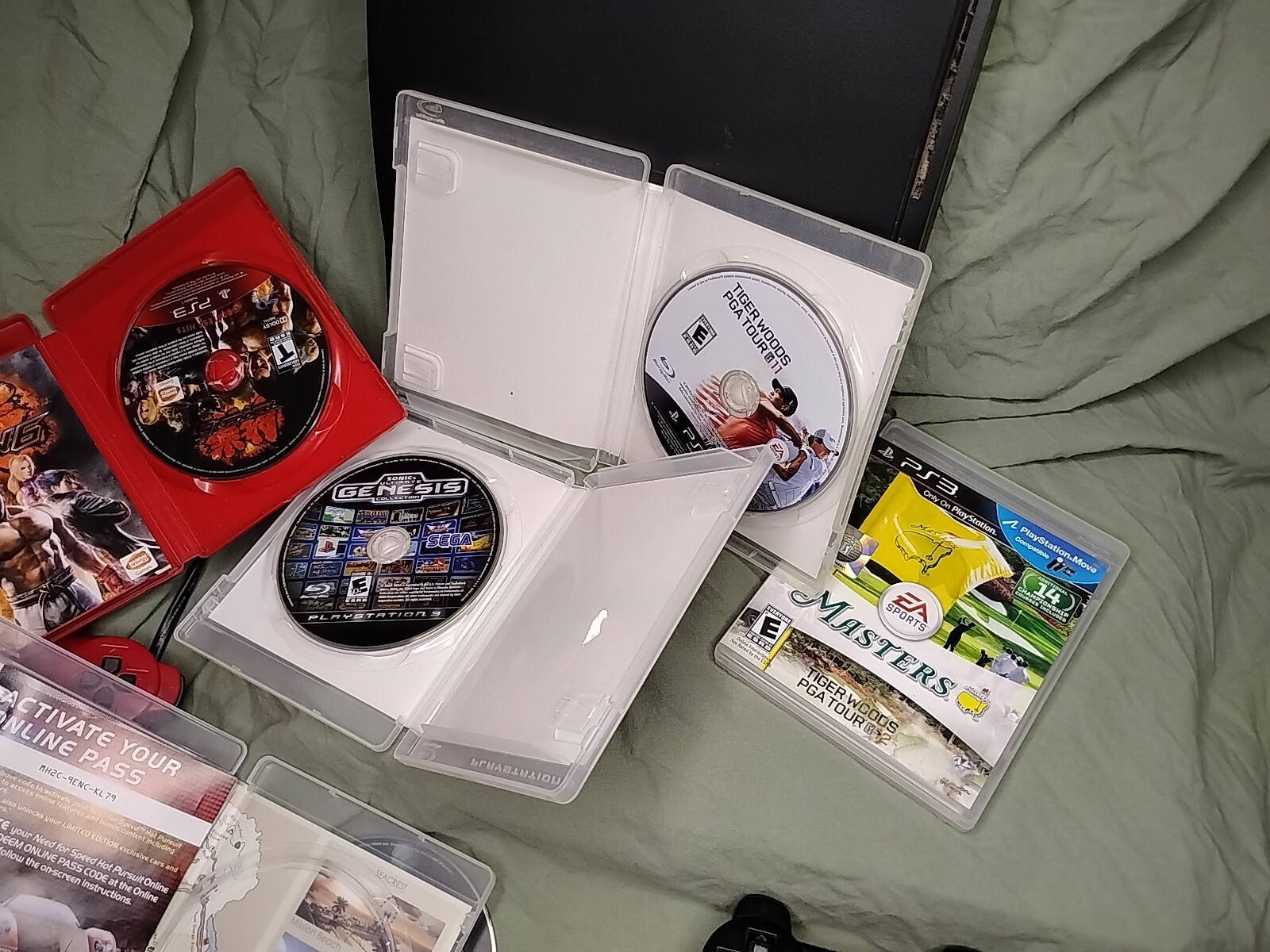 Sony PlayStation 3 PS3 Bundle CECH-3001A Black Console w/ 9 Games 3 Remotes