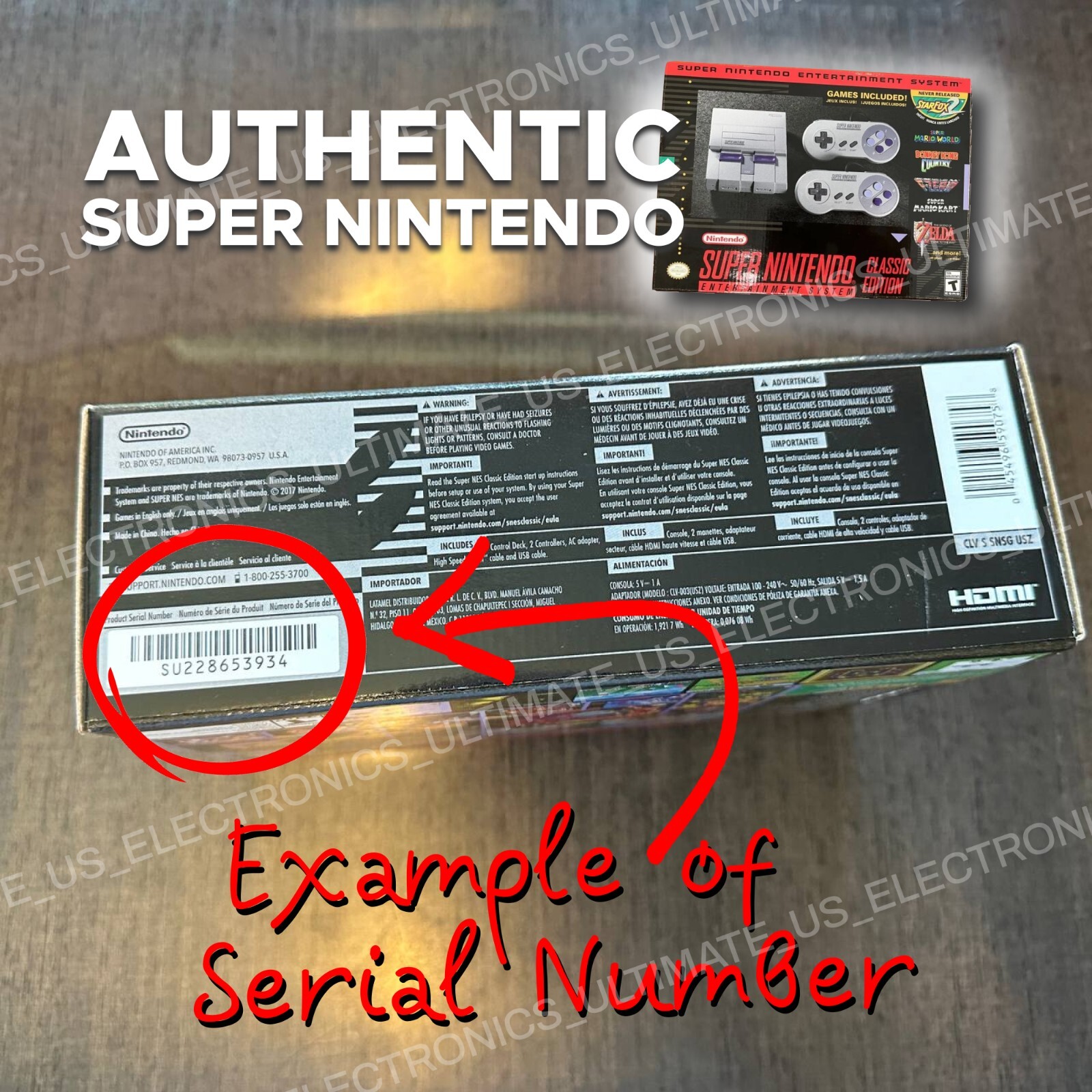 Authentic SNES Super Nintendo Classic Mini Super Entertainment System 21 Games