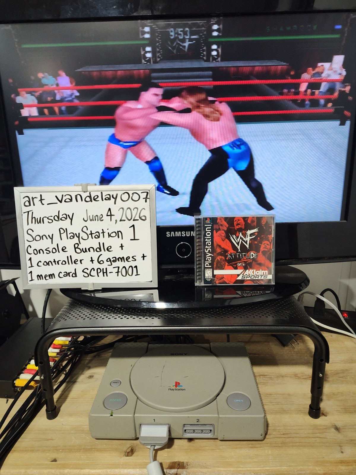 Sony PlayStation 1 Bundle SCPH-7001 + 1 Controller + 6 Games + Mem Card* Tested!