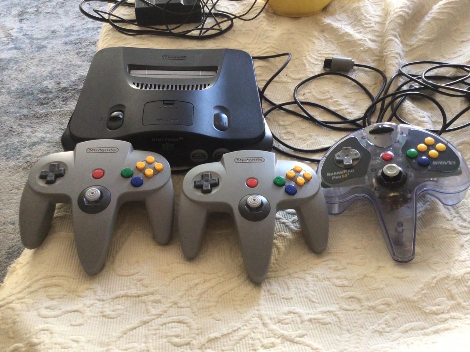 Nintendo 64 Console with wires-two first part controllers-one third party