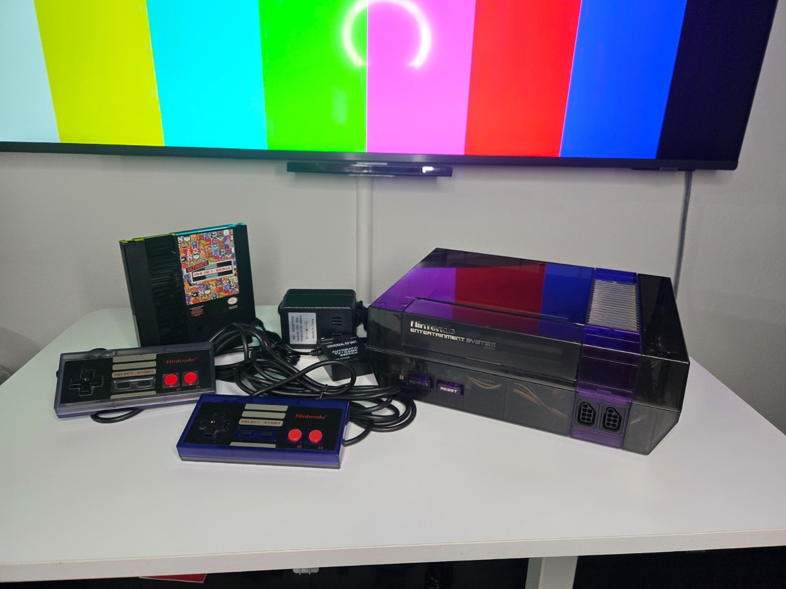 Clear Black / Purple Nintendo Entertainment System NES Console Games Bundle