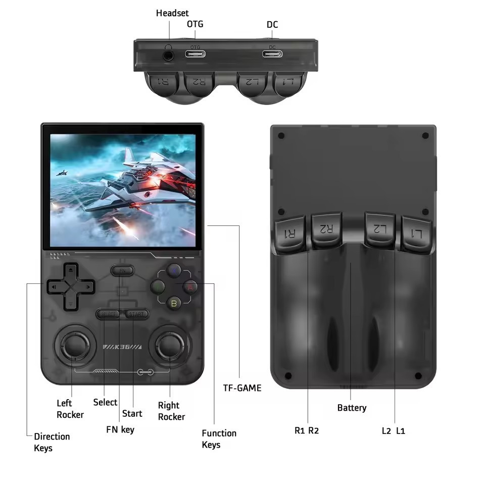 K36 Portable Handheld Game Console 3.5» IPS Screen Dual Joystick 16000 + Games