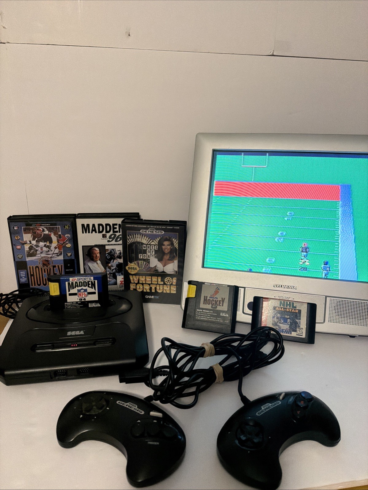 Sega Genesis Console MK-1631 Bundle w/ 2 Controllers & 6 Games – Tested & Works!