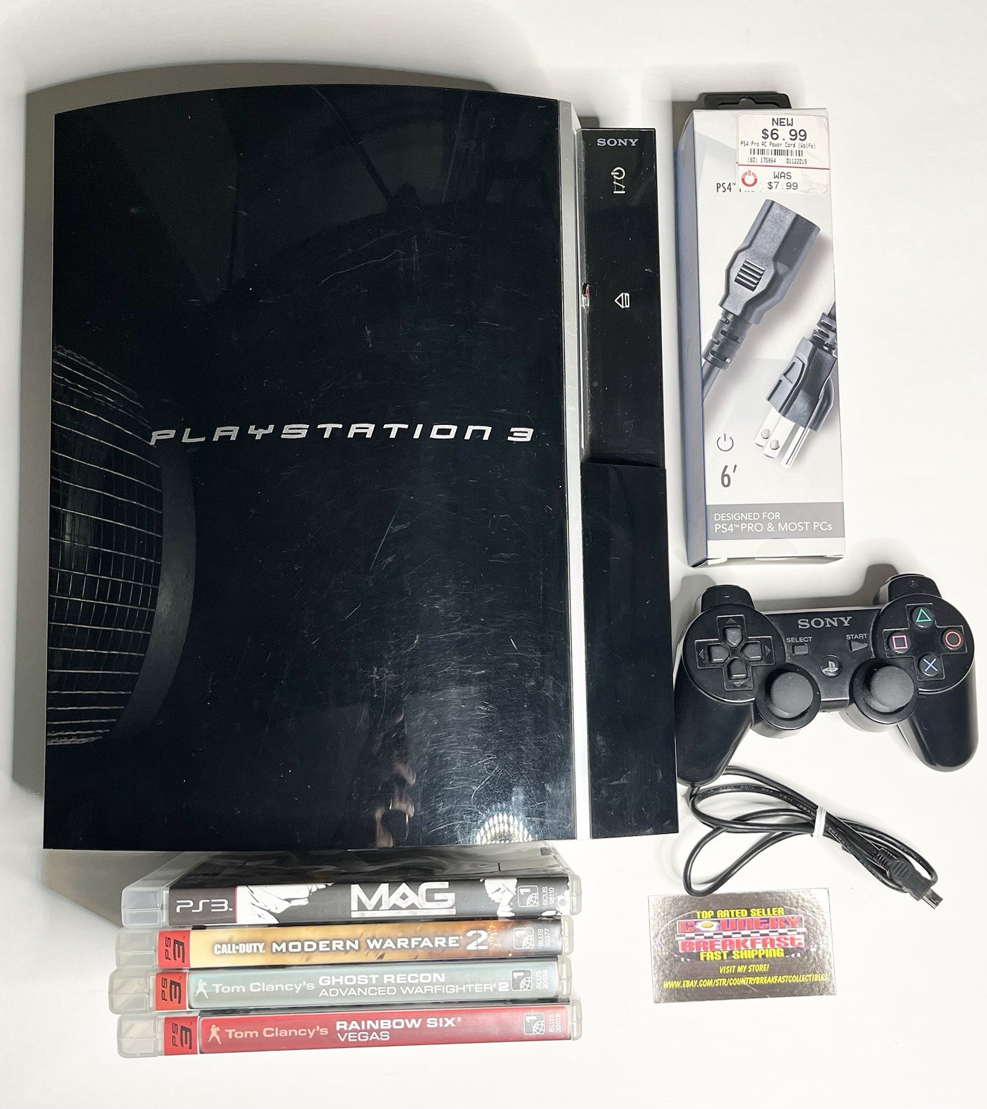 Sony Playstation 3 PS3 CECHP01 160GB Fat Console w Controller HDMI 4 Games Works