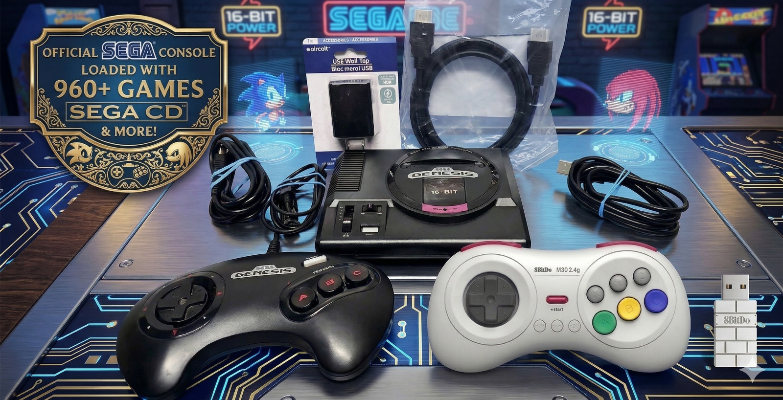 Sega Genesis Mini 960+ Sega CD Sega 32X & MORE + NEW 8BitDo Wireless M30 Gamepad
