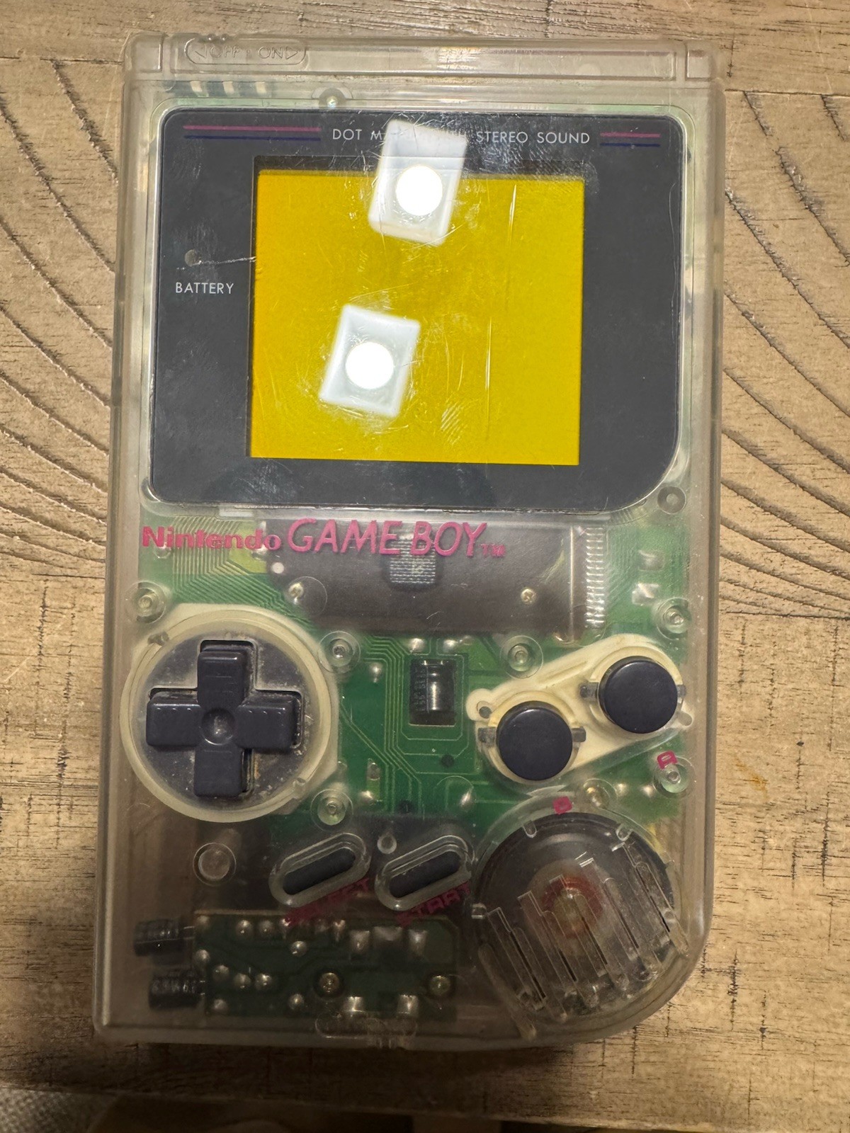 Nintendo Game Boy Transparent Clear Classic Handheld Console *TESTED WORKING *