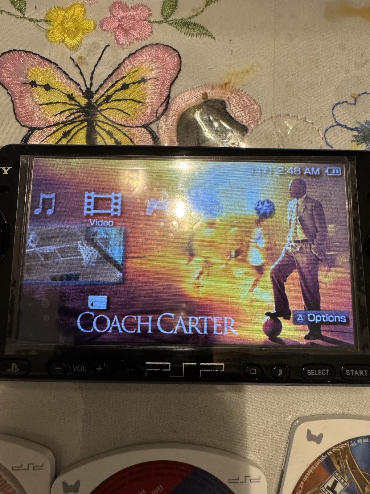PSP 3001 Black bundle 4games 4 Movies / Charger / Battery.