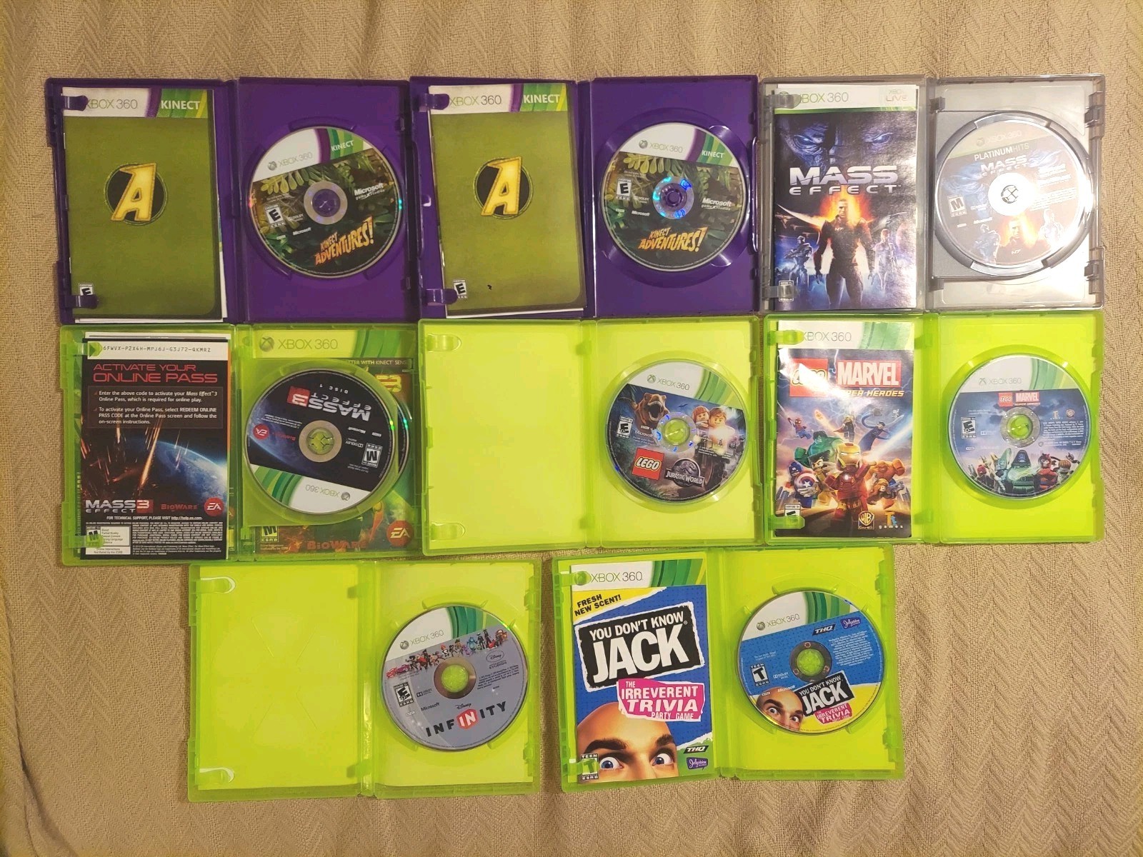 XBOX 360 S 1439 BLK 250 GB CONSOLE BUNDLE +26 GAMES/3-CONTROLLERS/WIFI ADAPTOR