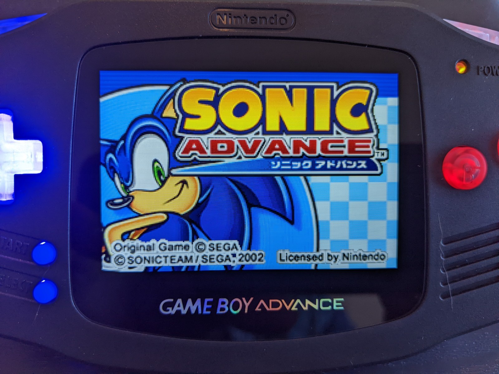 Nintendo Game Boy Advance GBA Black Backlit V5 IPS LCD Blue Red LED Buttons