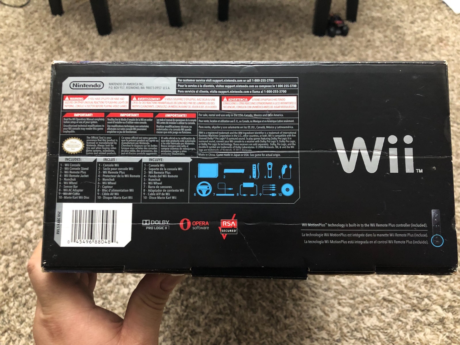 Nintendo Original Wii Mario Kart Bundle Black Console With Wii Wheel Sealed game