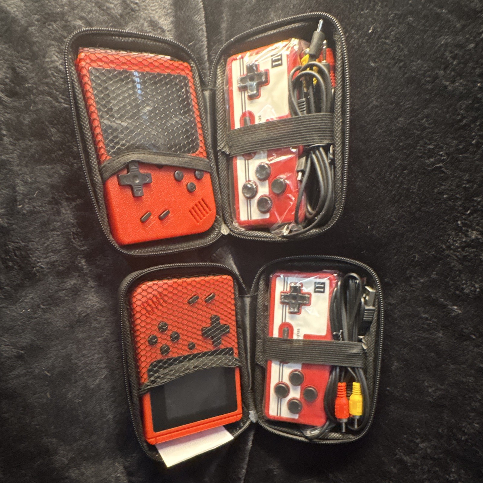 Retro FC Handheld System Red/Black w/ Case, Controller, AV Composite RCA Cables