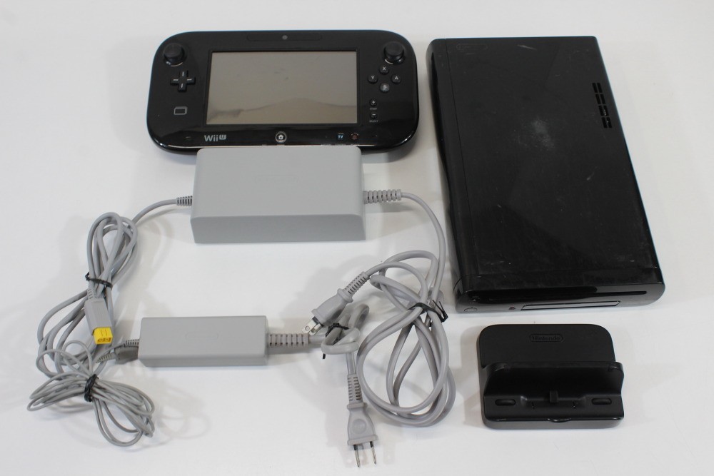 Nintendo Wii U Black Console 32GB AC Gamepad Stand Charger NTSC-J Japan TESTED 4