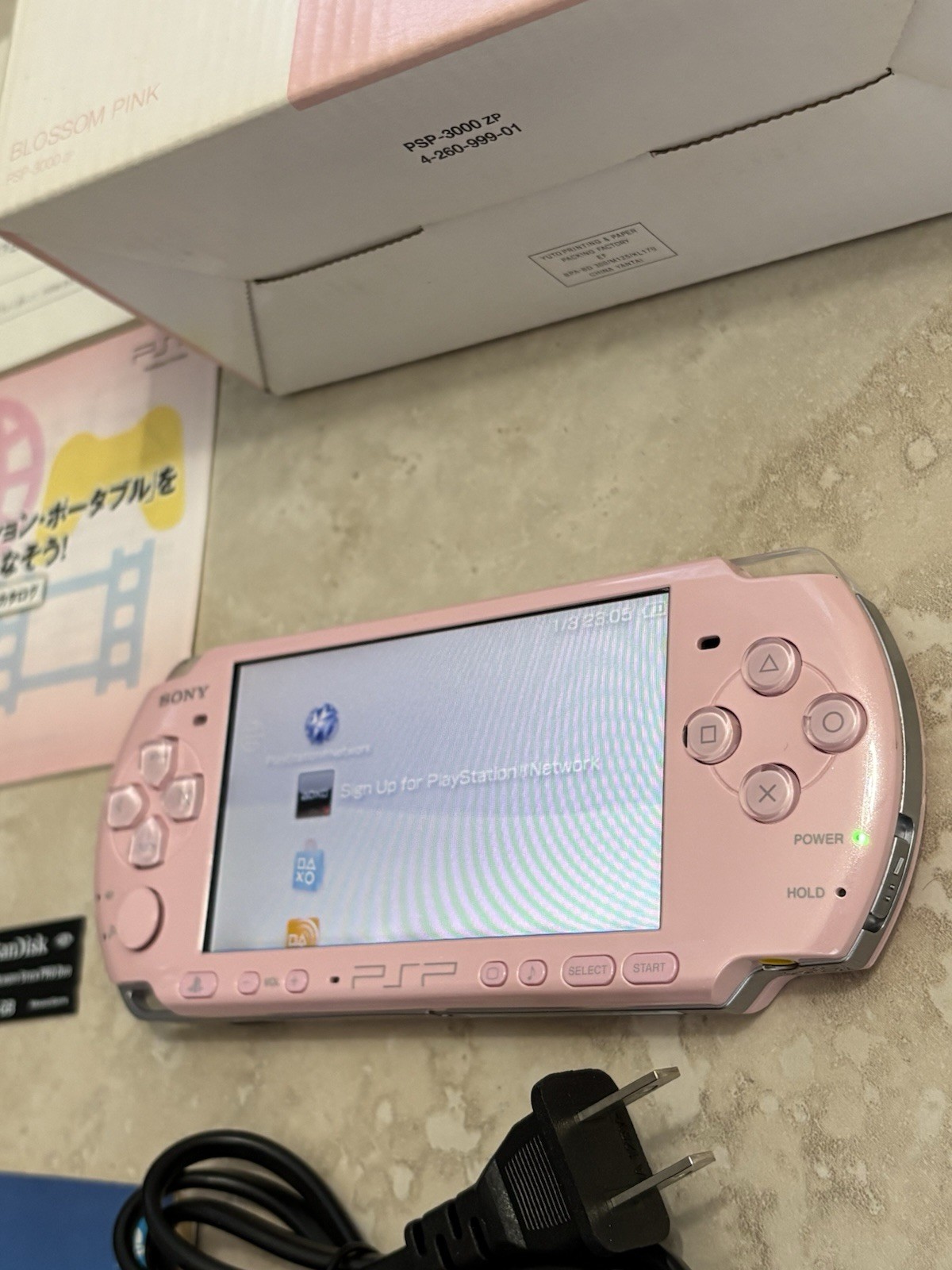 Sony PSP 3000 Console, Blossom Pink Near Mint Complete In Box