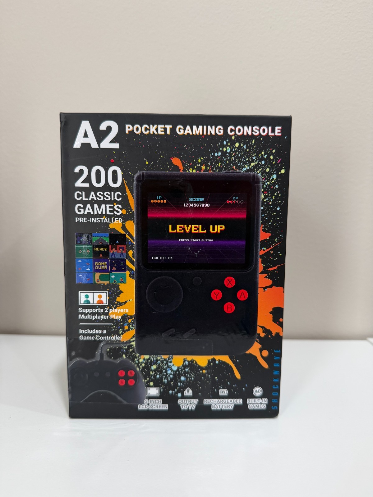 A2 Pocket Gaming Console Handheld Retro Game System 200 Classic Games Preloaded