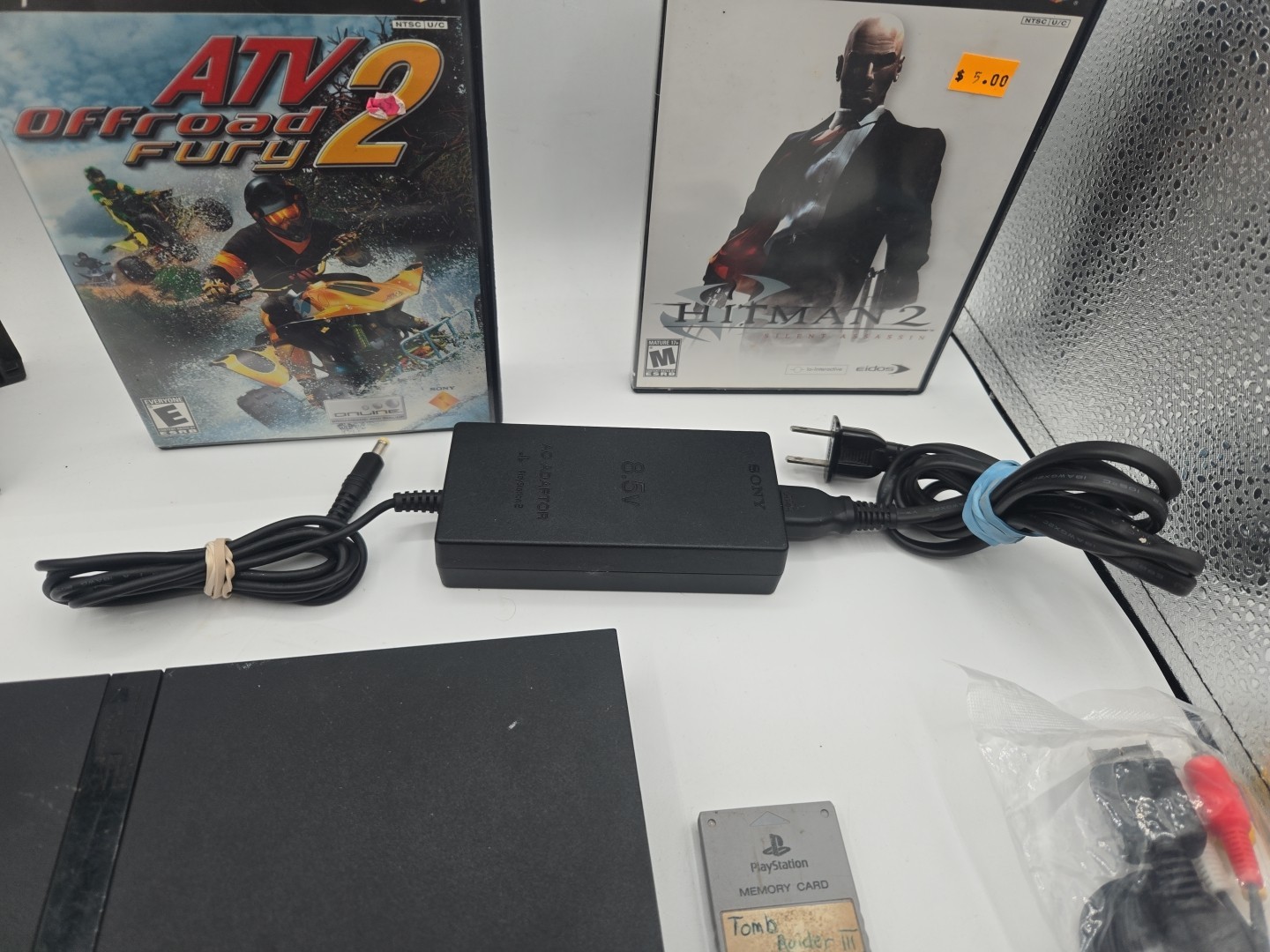 Sony PlayStation 2 PS2 Slim OEM Bundle + 3 Games Controller Memory Card