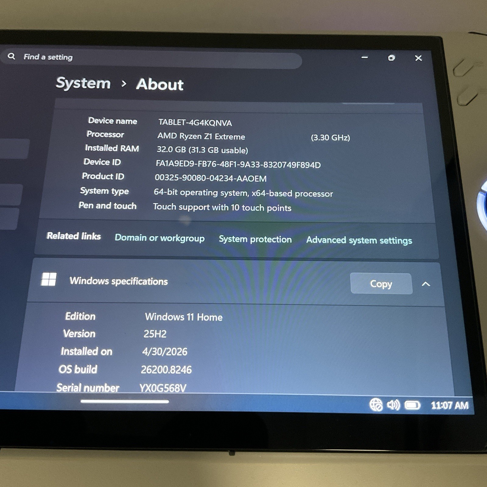 Lenovo Legion Go S Console AMD Ryzen Z1 Extreme 32GB Ram 1 TB Glacier White Case