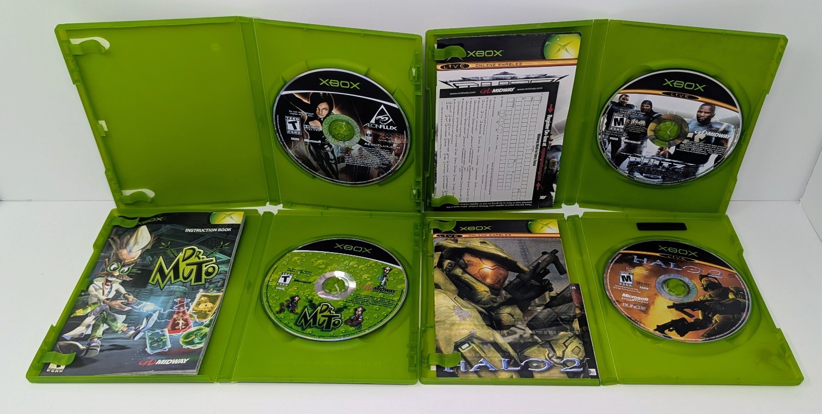 Original Xbox Console Bundle w/ 10 Games & Green Controller – Power Button Issue