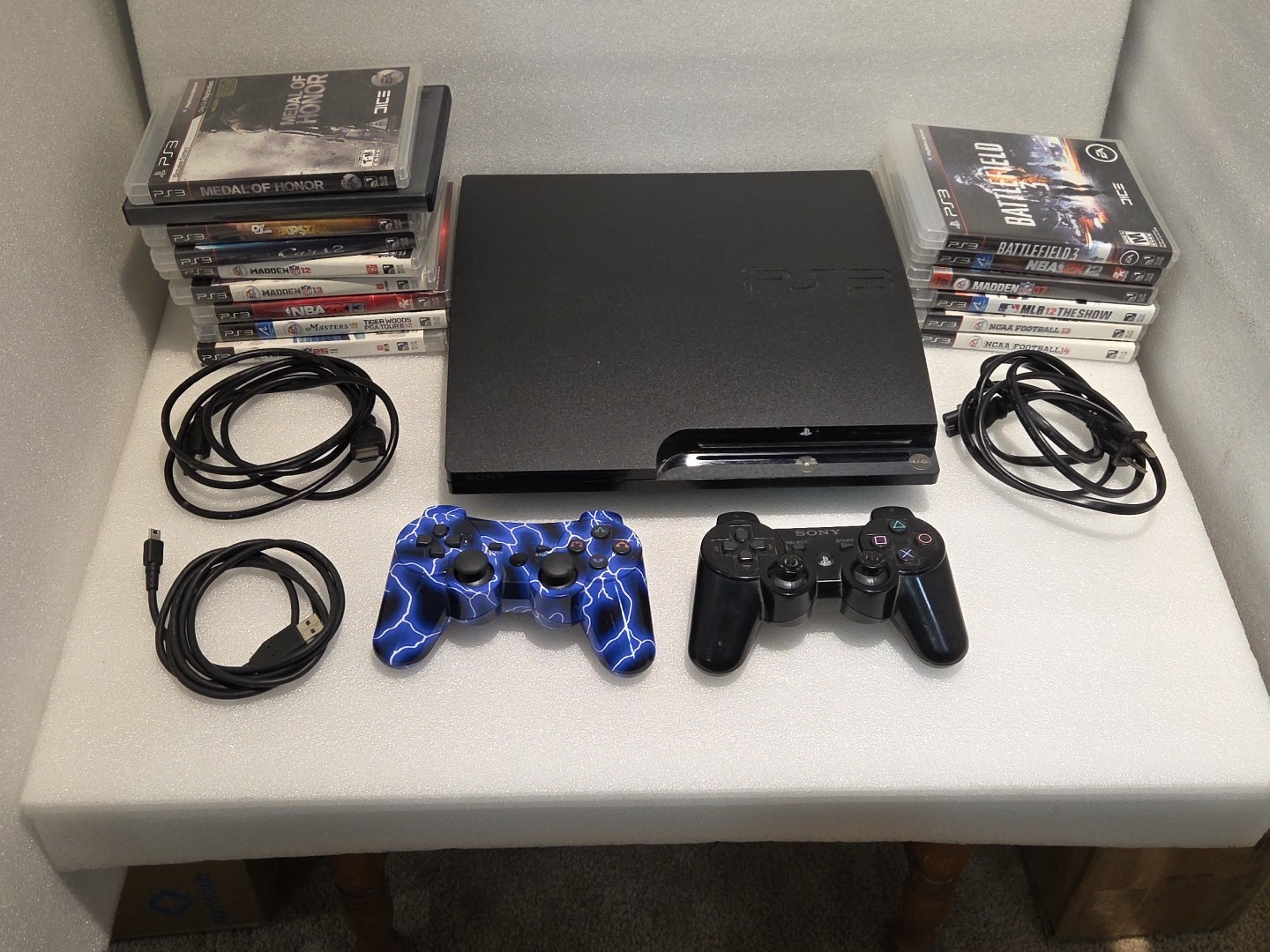 Sony PlayStation 3 PS3 2001A Console W/2 Controllers Cords 15 Games Tested