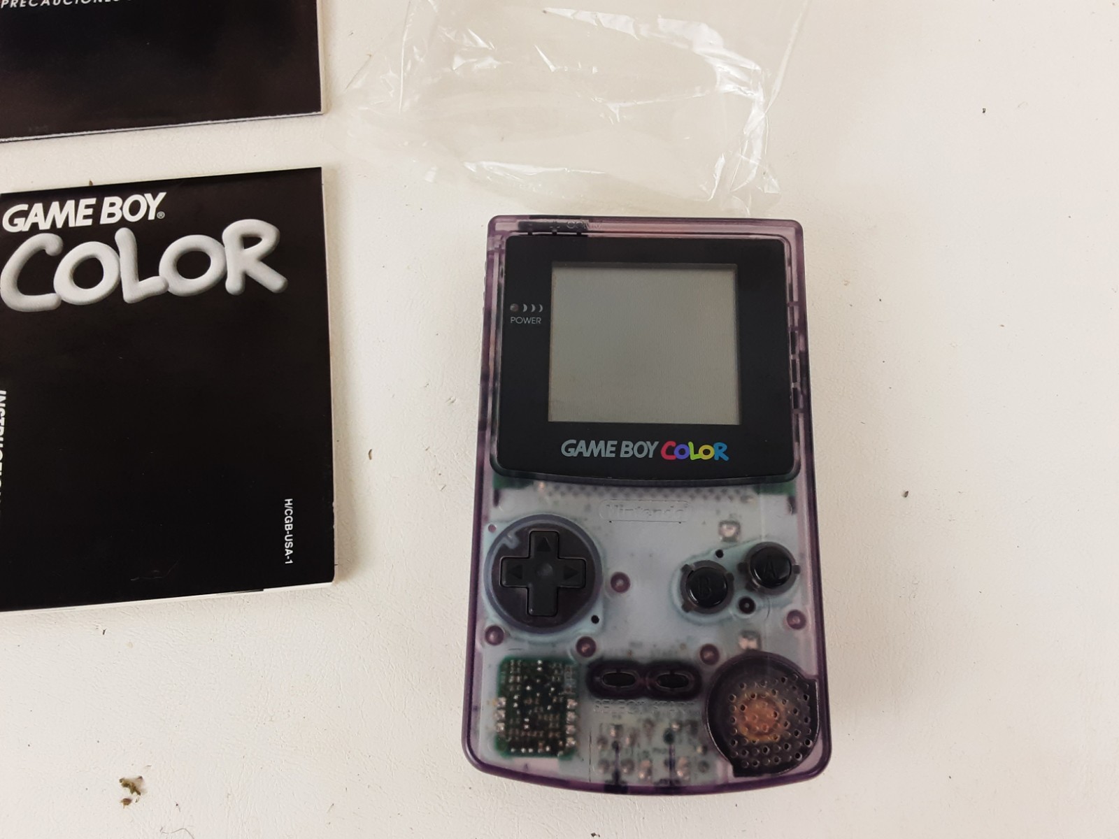 Game Boy Color Complete Atomic Clear Purple CGB-001 Authentic USA TESTED