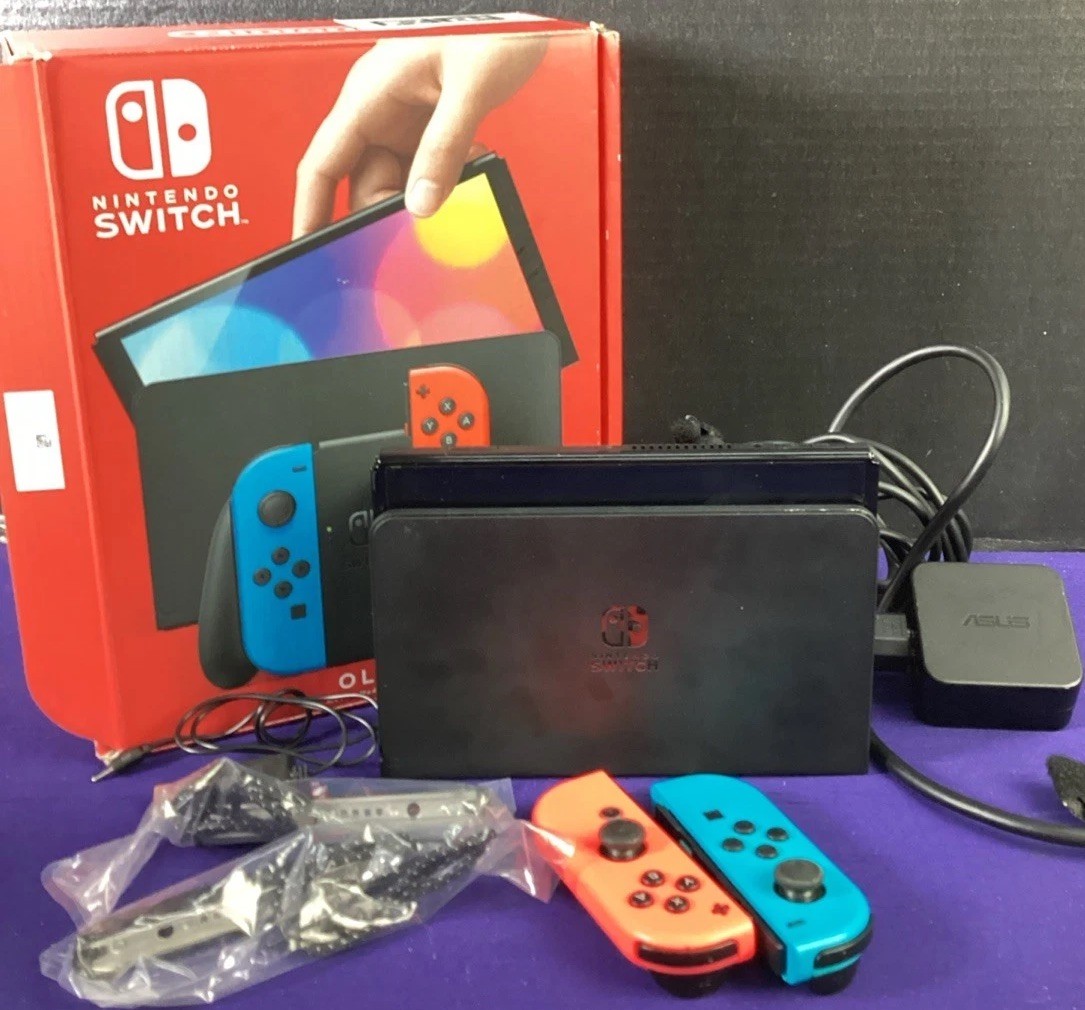 Nintendo Switch OLED Model HEG-001 Handheld Console – 64GB – Black/Neon Joy-cons