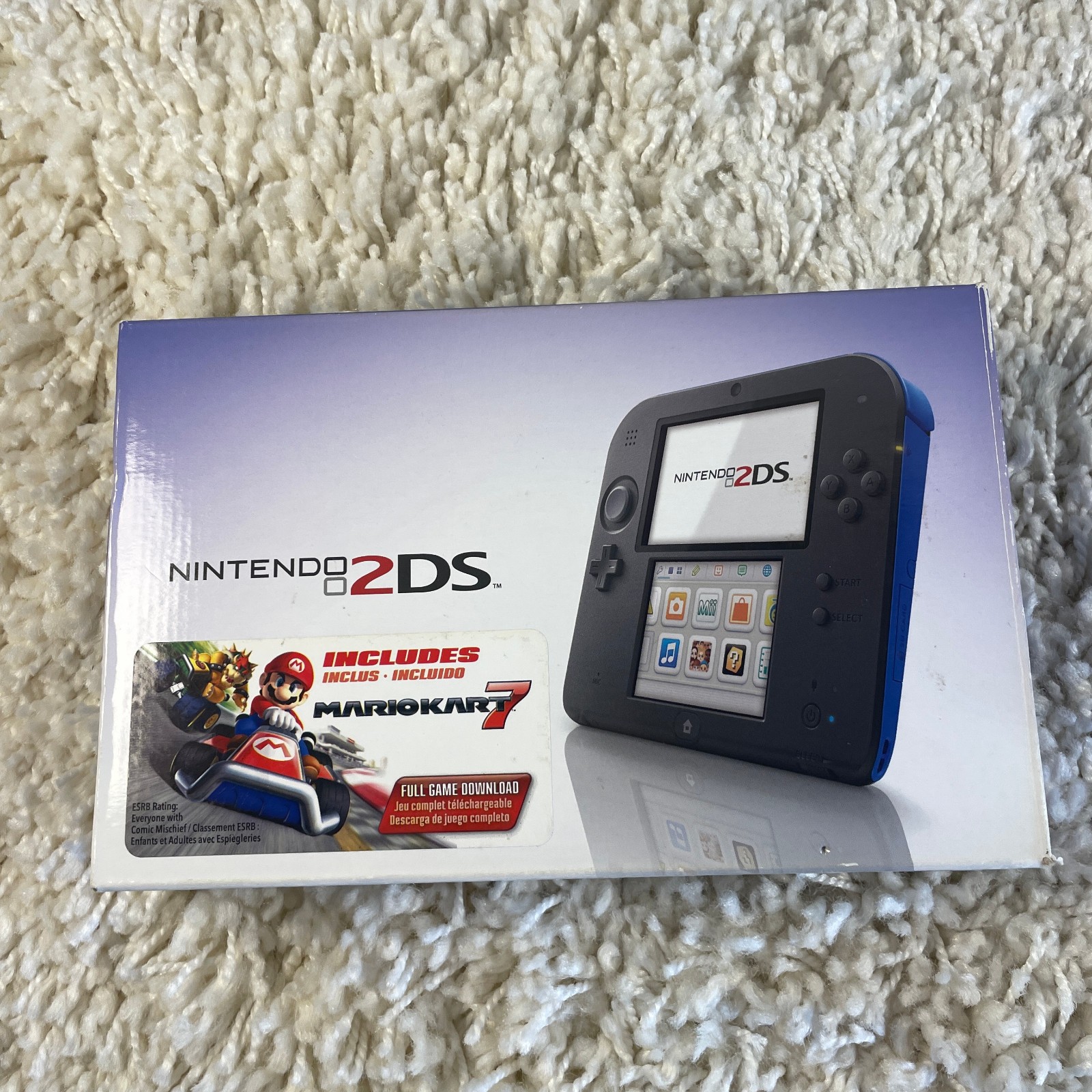 Nintendo 2DS Blue Black Handheld Mario Kart 7 Bundle FTR-001 Complete CIB