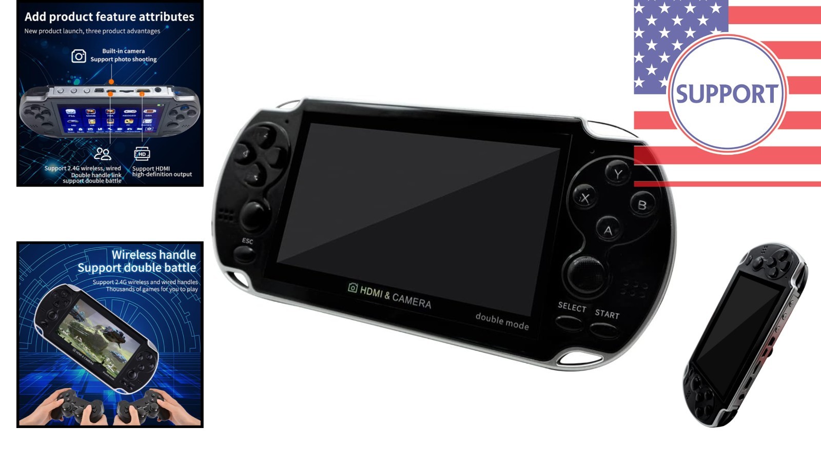 Portable X7 Plus Game Console – 10,000 Retro Games, Dual Player 4.3-Inch Screen