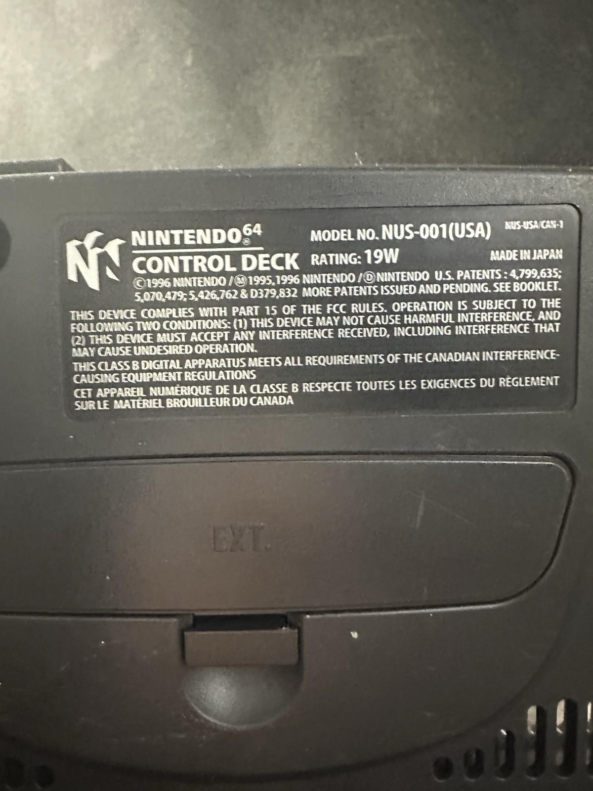 Nintendo 64 N64 Console NUS-001 USA w/ Expansion RAM Pack Tested NO CABLES