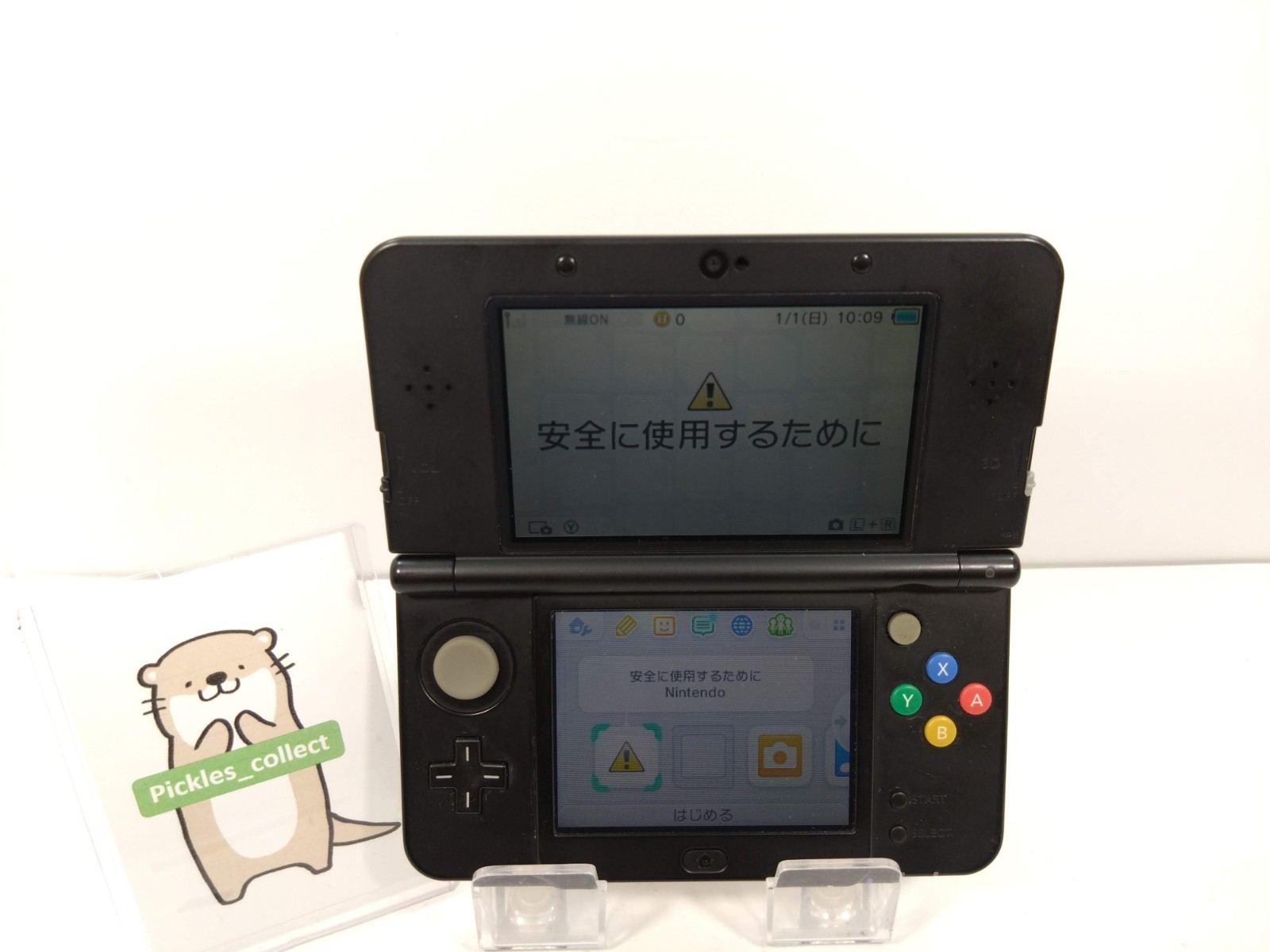 Nintendo New 3DS Black KTR-001 w/4GB Stylus language Japanese Tested 0511A