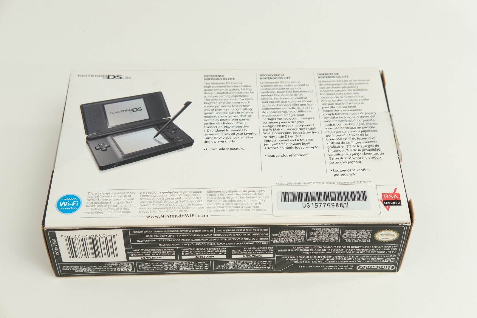 Nintendo DS Lite USG-001 Onyx Black Console w/ nice box ALL OEM matching serial