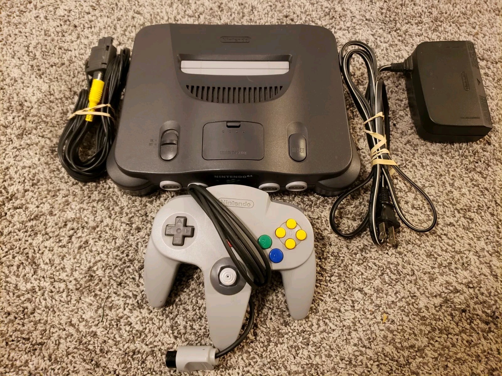 Nintendo 64 N64 System Console w OEM Controller, Jumper Pak ALL OEM CORDS, WORKS