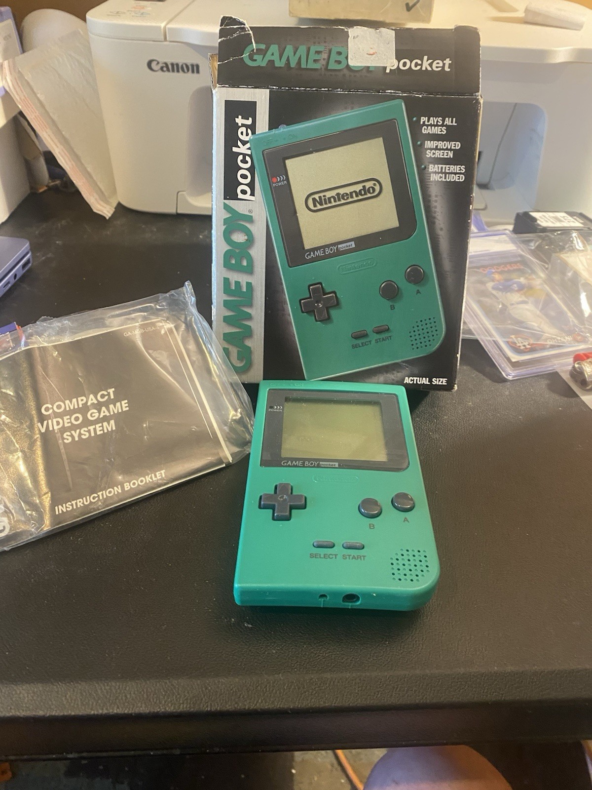 Nintendo Game Boy Pocket Green Handheld Console System with Box and Manual