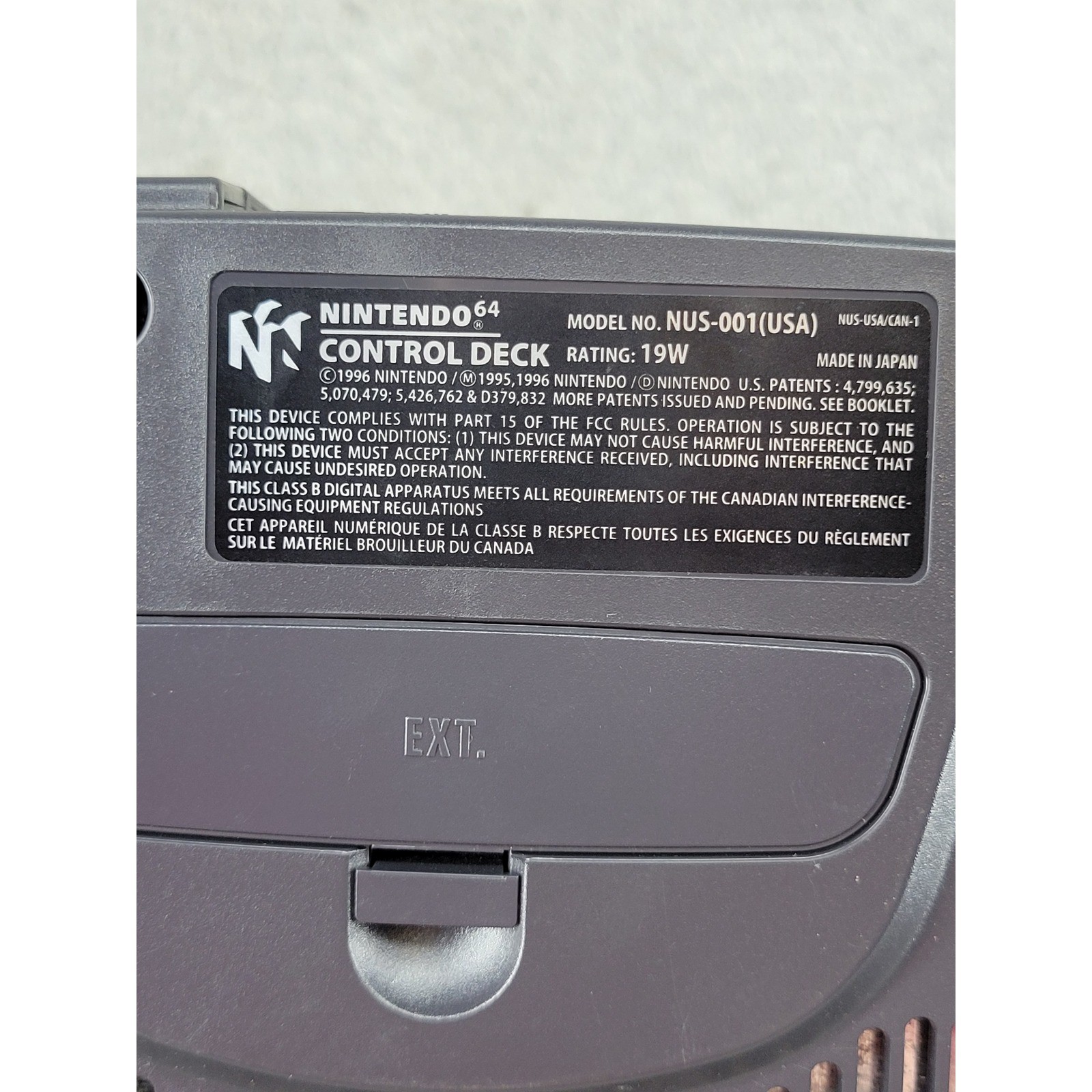 Nintendo 64 N64 Console Charcoal Gray NUS-001(USA) Retro Video Game System Deck
