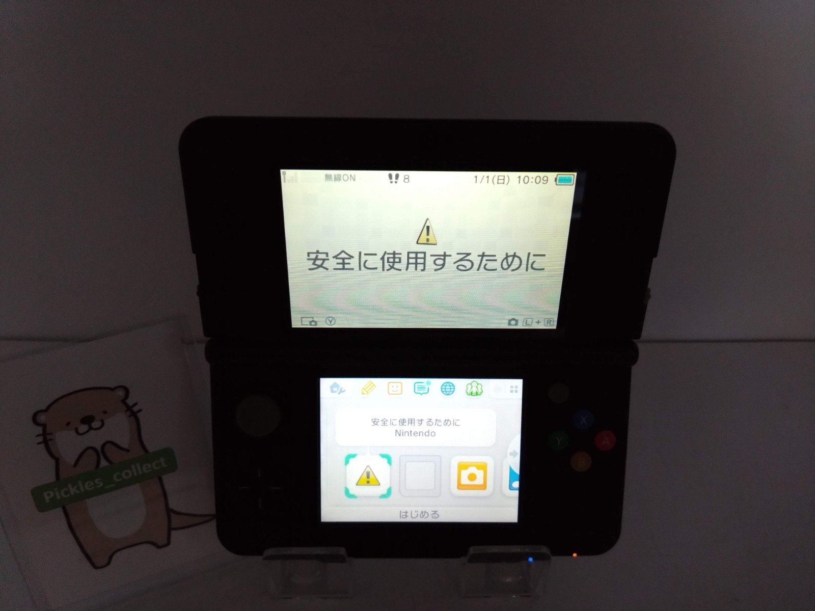 Nintendo New 3DS Black KTR-001 w/4GB Stylus language Japanese Tested 0511A