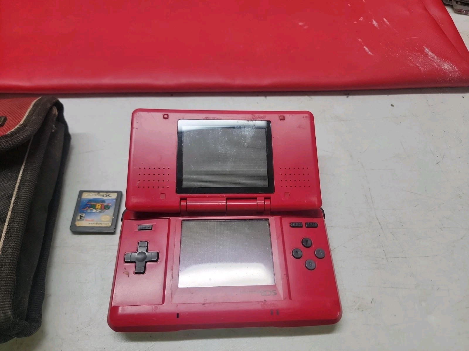 Nintendo DS Original NTR-001 Lava Red Handheld Console UNTESTED COMES WITH MARIO