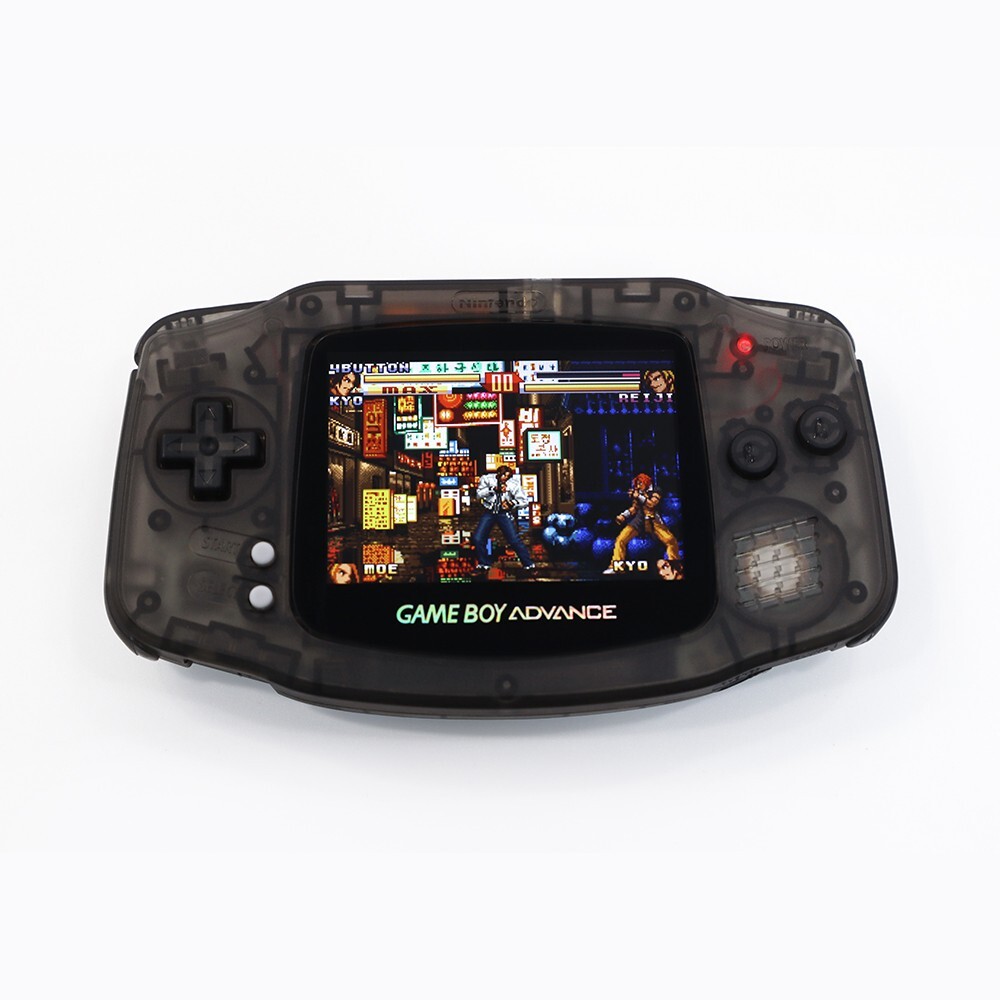 Clear Black Game Boy Advance Console with IPS V2 10 Backlight levels LCD Mod Kit