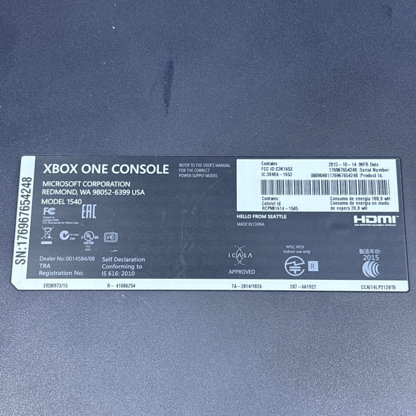 Microsoft Xbox One 500GB Console Model 1540 Black w/ Power Adapter – TESTED!
