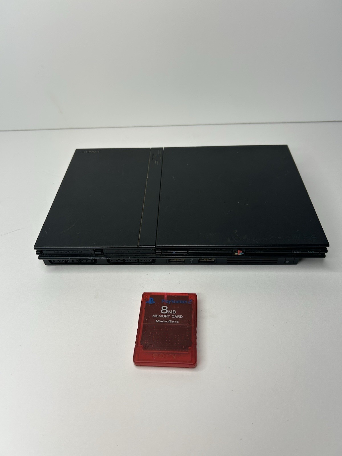 Sony PlayStation 2 PS2 Slim Black Console w/ Controller Cables 8MB Memory Card