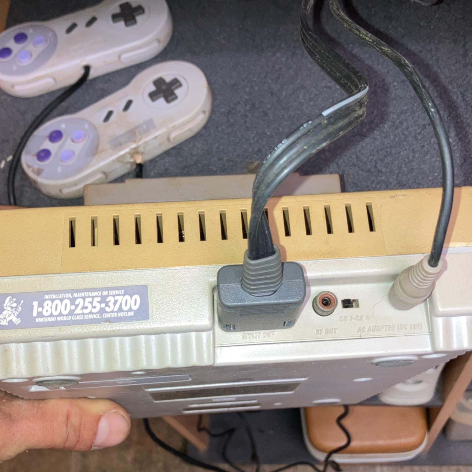 Nintendo SNES SNS-001 Console Gray Purple with Controllers & Cables