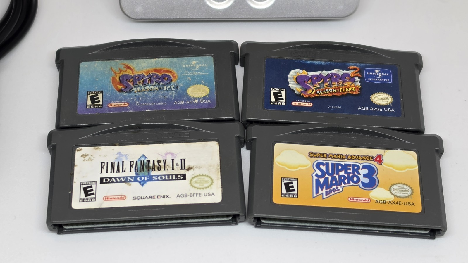 Nintendo Game Boy Advance SP AGS-001 Silver Console + 4 Games Tested